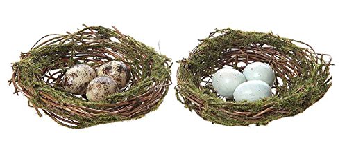 Round Artificial Moss Nest Ornament w/ Clip