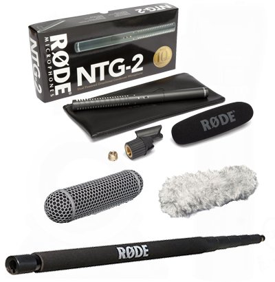 Kit Rode con RODE NTG-2 + RODE Boom Pole Asta telescopica (da 0,85 a 3,3 Metri) per NTG + Blimp Filtro Anti Vento + Deadcat (Peluche) Antivento