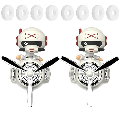 Image of 2Pcs Car Air Fresheners, Cute Bear Pilot Automotive Air Outlet Creative Car Perfume Diffuser, Automotive Accessories Air Vent Decoration with 8 Fragrant Tablets (White 1+White 1)
