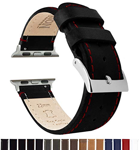 Image of BARTON WATCH BANDS - Top Grain Leather Watch Bands Compatible with Apple Watch Models - 1, 2, 3, 4, 5, 6, 7, 8, 9, 10, SE, Ultra & Ultra 2
