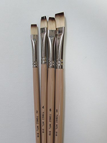 4-pcs Synthetic Artists Brushes for Oil/Acrylic Long Handle #2-4-6-8
