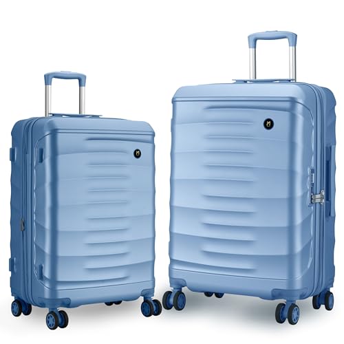 Image of Maleta Crescent Check-in Medium + Check-in Large | 24'' and 28'' |TSA Lock,Expandable,Anti-Theft Zipper,Wet-Dry Compartment | Luggage for Travel | Trolley Bag Set of 2 (Blue, Set of 2 (Medium-Large))