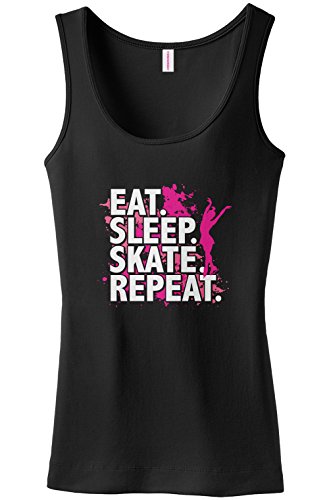 Threadrock Women's Eat Sleep Skate Repeat Tank Top S Black