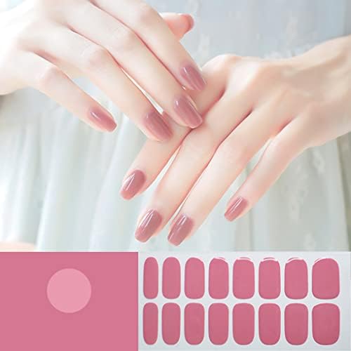 Temeloko Glitter Nail Polish Strips, Nail Polish Stickers Gel Nail Wraps, Semi Cured Nail Gel Art Sticker Waterproof Nail Strips Decal for Women 16pcs (MZH-104)