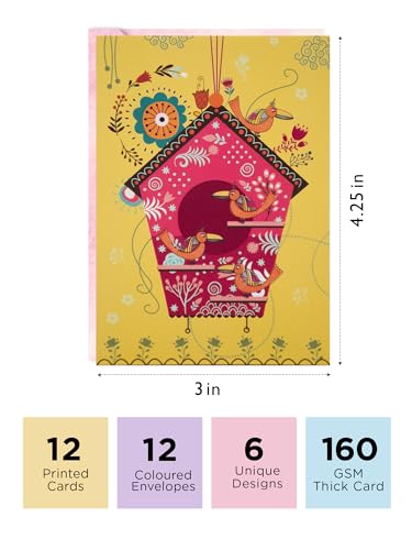 DOODLE Treasure Trove – Set of 12 Thank You Notecards with Envelopes | 4.25 x 3 Inch | 6 Unique Designs (2 Each) | Blank Greeting Cards for All Occasions