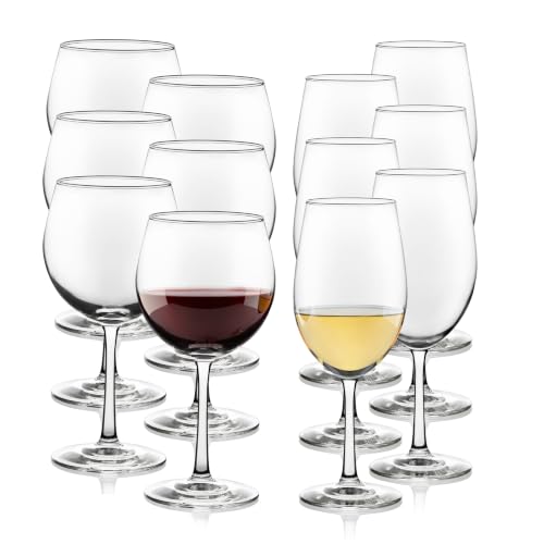 Libbey Vineyard Reserve Wine Glass Set of 12, Red and White Clear Wine Glasses, Merlot, Bordeaux...