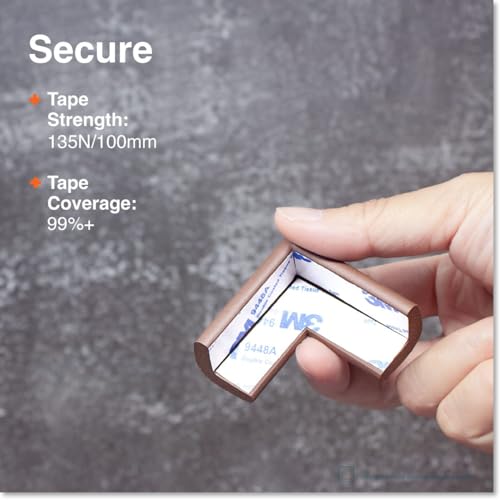 Roving Cove Slimfit Corner Edge Protector for Baby Proofing (Small 18ft Edge 8 Corners), Furniture Safety Bumper Guard, Soft NBR Rubber Foam, 3M Adhesive, Coffee Brown