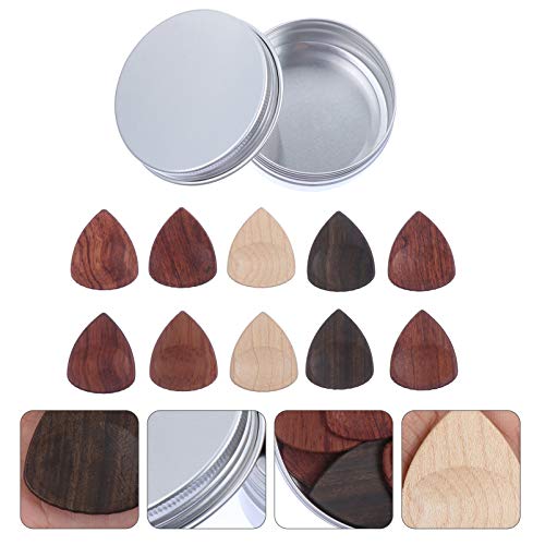 EXCEART 10Pcs Picaretas Da Guitarra Plectrums Com Caixa De Armazenamento de Madeira Coletor para Acú