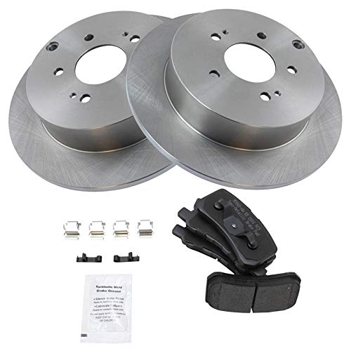 Image of TRQ Rear Brake Pad and Rotor Set Semi Metallic Solid Rotors