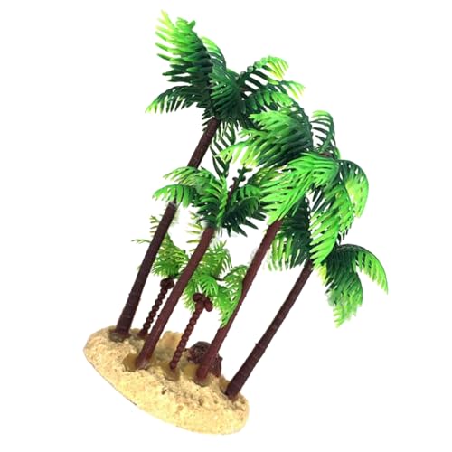 Abaodam Simulation de Mini cocotier pour Aquarium, aménagement paysager, décoration Mini cocotier Miniature Palmier Fausses Plantes Petite île avec des...