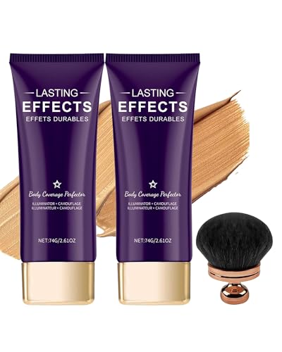 Body Coverage Perfector - Natürlich and Braun 2Pcs - 2025 Neu All-Over Complexion Perfector mit Extra großer Körper Make-up-Pinsel, Tattoo Abdeckung Wasserfest, Bein und Körper Narbe Abdeckung Make-up