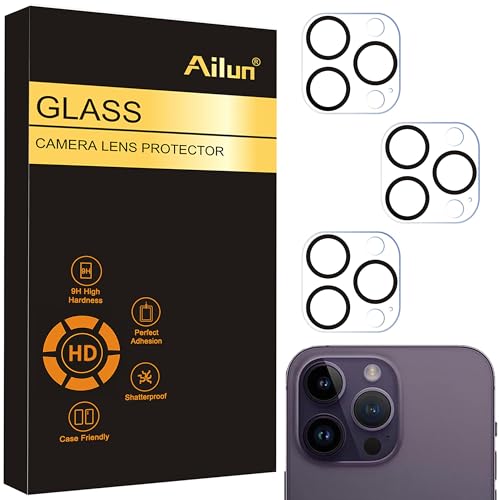 Ailun 3 Pack Camera Lens Protector for iPhone 16 Pro / 14 Pro & iPhone 16 Pro Max / 14 Pro Max,Tempered Glass,9H Hardness,Anti-Scratch,Case Friendly[Does not Affect Night Shots]