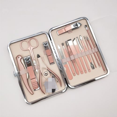 爪切りセット ローズゴールド ステンレス鋼 ペディキュアはさみ ピンセット 耳かき マニキュアセット 16個