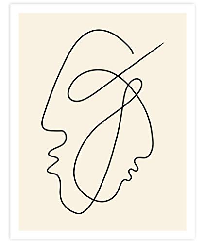 Eternity, Abstract Single Line Drawing, Minimalist Abstract Art, Black and Cream Contemporary Wall Art For Bedroom and Home Decor, Modern Boho Art Print Poster For Her and Him 11x14 Inches, Unframed