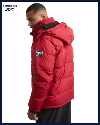 Image of Reebok Mens Winter Jacket - Thick Heavyweight Ski Winter Coat - Warm Insulated Quilted Hooded Puffer Coat for Men