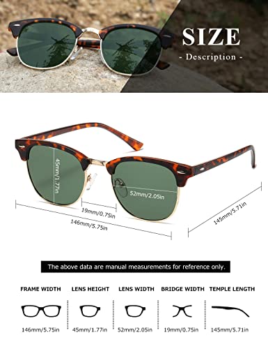 Image of AEVOGUE Polarized Semi Rimless Sunglasses for Men Women, Retro UV400 Sun Glasses for Driving Outdoor