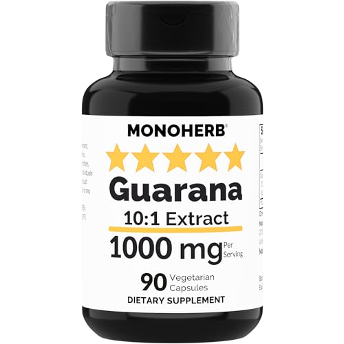 MONOHERB Guarana Extract 1000 mg - 90 Vegetarian Capsules