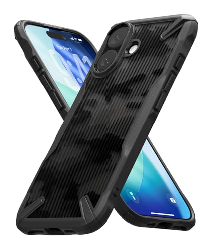 Image of Ringke Fusion-X Compatible with iPhone 17 Case Back Cover Military Camo Hard Back Soft Flexible TPU Bumper Scratch Resistant Shockproof Protection - Camo Black