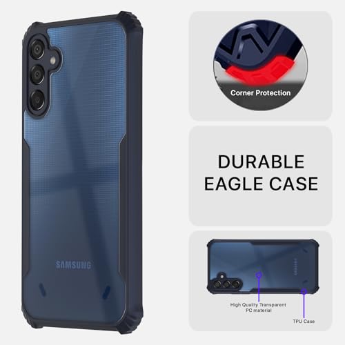 Image of Pikkme Samsung Galaxy F15 5G / Samsung Galaxy M15 5G Back Cover | Crystal Clear Transparent Back | Ultra Hyrbid | Full Camera Protection | Raised Edge | Bumper Back Case (Blue)