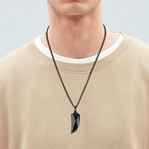 COAI Wolf Tooth Healing Crystal Necklace for Men - Black Obsidian & Golden Obsidian2