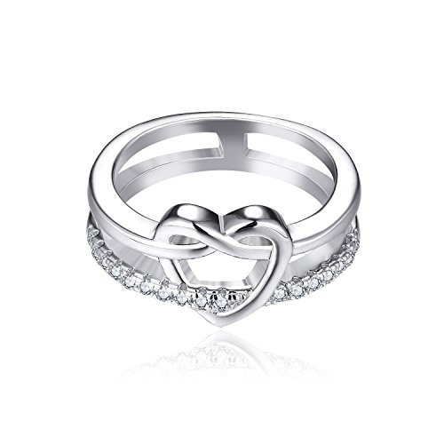 JO WISDOM 925 Sterling Silver Infinity Love Knot Heart Promise Ring for Her3