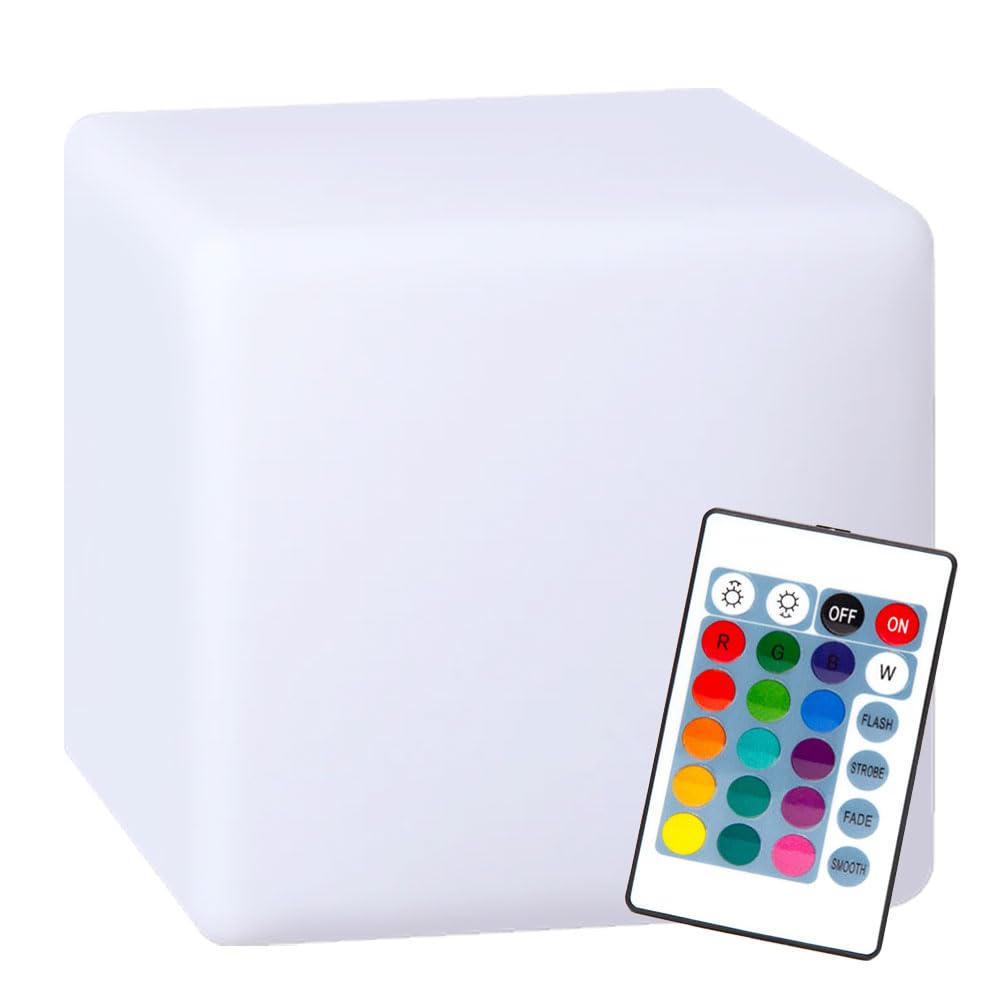 Europalamp - Cubo luminoso, decorativo LED multicolor - Inalámbrico - Diseño elegante - 60 cm