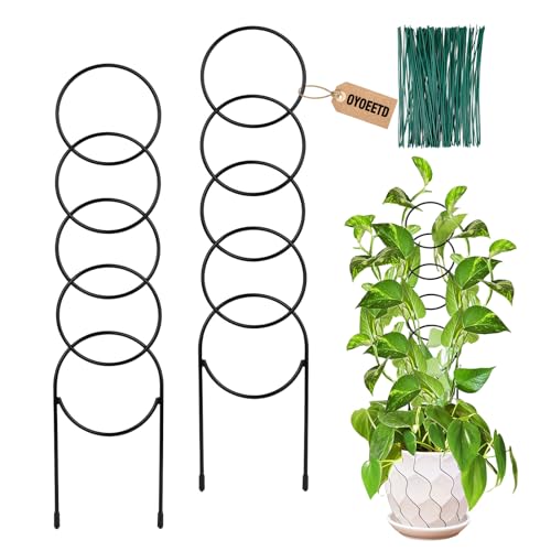 17.5 Inch Plant Trellis Indoor for Climbing Plants,Metal Trellis,Small Garden Trellis for Potted Plants,Plant Stakes for Indoor Plants Accessories Hoya,Flower,Plant Support,Plant Gifts(Circular-Metal)