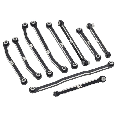 DJX CNC Machine Aluminum High Clearance Chassis Steering Links Set 10pcs Set for 1/18 RC Crawler Car HPI Venture18 Upgrades Parts