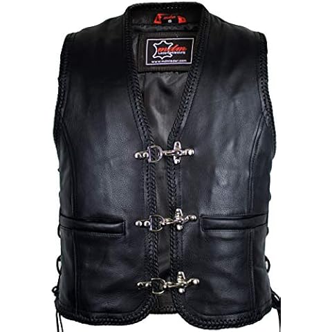 MDM Chaleco de piel con cordones y hebillas. Cover