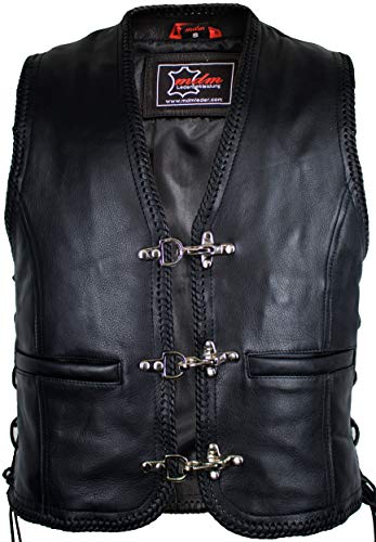 Chaleco de piel MDM con cordones y hebillas. Negro
 L