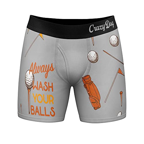 Crazy Dog T-Shirts Always Wash Your Balls Mens Boxers Funny Golf Humor Hilarious Gift for Golfer Underwear