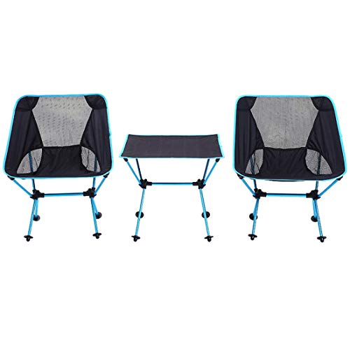 ERSD Outdoor Chair Folding Table 3 Piece Set Assembled Compact Chair with Storage Bag Camping Supplies Family Fishing Ohanami Portable Ultra Light Chair Multifunctional Outdoor Folding Chair