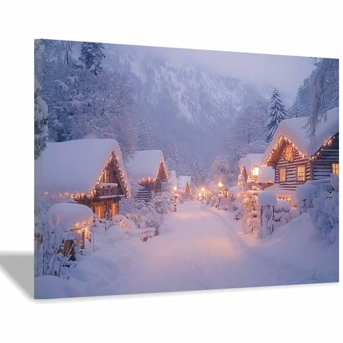 Impression sur toile paysages d'hiver avec cadre robuste et finitions scintillantes de haute qualité