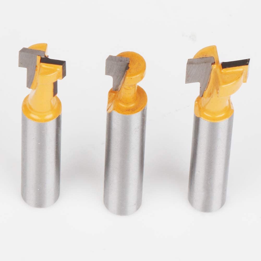 Fresa Scanalatura Router Bit Set, 3 Pezzi 8mm Gambo Fresa Set, Punte per Falegnameria Fresa di Legno, Codolo T-Slot Router Bit Cutter, per Strumenti di Lavorazione del Legno