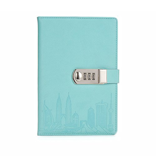 Toim piel sintética diario escritura moda diario bloc de notas con cerradura de combinación y soporte para bolígrafo, tamaño A5u00a0contraseña diario para hombres y mujeres (sin chino escritos)