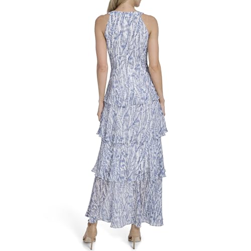Image of Tommy Hilfiger Women's Sleeveless Halter Neck Tiered Skirt Maxi Dress