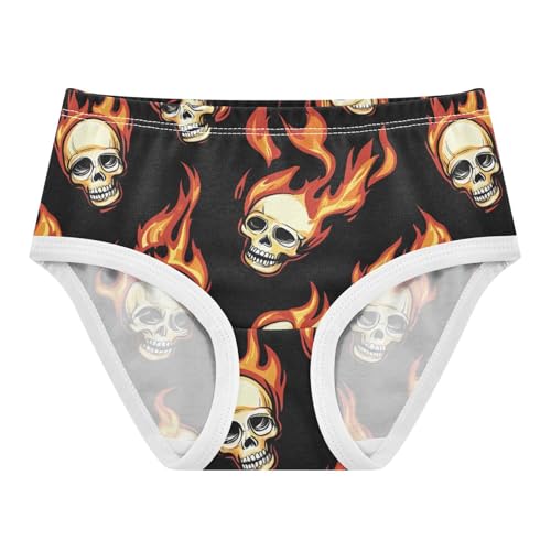 Wusikd Flaming Skulls Girls' Underwear Cotton Black Girls Briefs Soft Toddler Underwear 2T