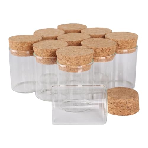 15ml/25ml/30ml/35ml/40ml/45ml/50ml/55ml/60ml/80ml/100ml Small Glass Test Tube with Cork Stopper Dragees Jars Bottles 24 Pieces(35ml(30x75mm))