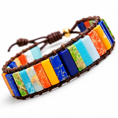 Image of 7 Chakra Healing Crystal Bracelet for Men & Women | Natural Stone Beads | Meditation, Yoga & Anxiety Relief Bracelet | Reiki Energy Balancing Beads with Amethyst, Lapis Lazuli, Aventurine, Carnelian & Jasper