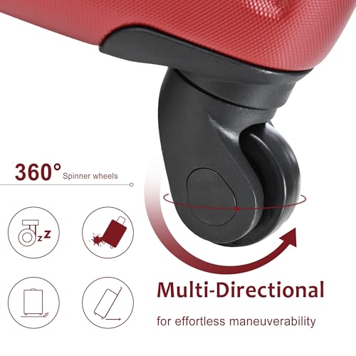 VFJ Carry on Suitcase 20 Inch Hardside Carry on Luggage Small Suitcases with Spinner Wheels Lightweight Rolling Cabin Suitcase for Airplanes Travel (Red01)4