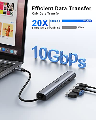 Image of USB C Hub,10Gbps USB C Splitter with 4*USB C 3.1, 100W PD Ports, USB C to USB C Hub Multiport Adapters for MacBook Pro /Air M2 M1, iPad, Surface Pro,Dell, HP,Lenovo(Not Support Extend Monitor)
