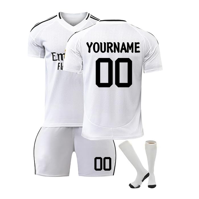 personalización Camiseta Fútbol Niño, 24/25Equipación de l Personalizada Casa/Visitante, Camisetas de Futbol Conjunto Niños y Adulto, Camiseta de Entrenamiento de Fútbol,Pantalones Cortos y Calcetines