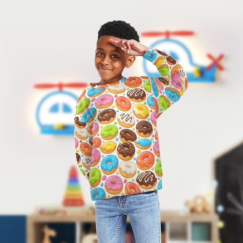 Wudan Cartoon Donuts Big Boys Hooded Sweatshirt Crewneck Outerwear for Kids4