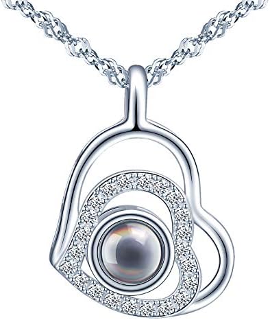 Collana Con Ciondolo Fiore E Scritta I Love You - In Acciaio Inox Con Zirconia Cubica, Regalo Per Donne E Ragazze