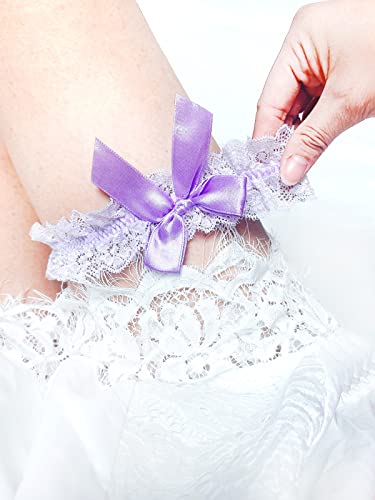Image of Blue Garters for Bride Wedding Garter Set for Bride Bridal Garter Leg Thigh Blue