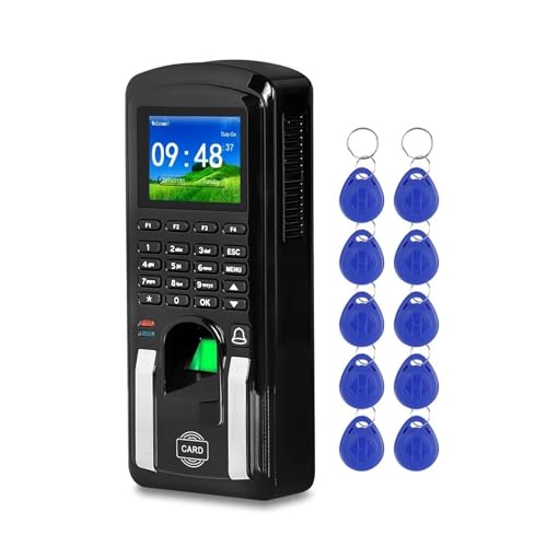 Biométrico De Control Asistencia Mediante Huella Dactilar RFID con Registro Entrada Empleados Y Puerto USB 2,4 Pulgadas Uso intuitivo de Pantallas claras(Black)