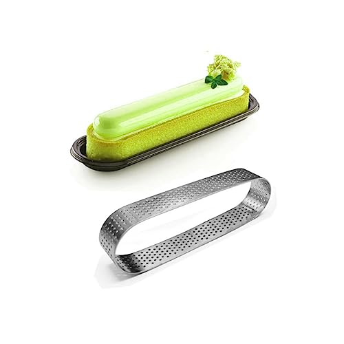 Ipetboom 2 Pcs Oval Tartlet Moulds Stainless Steel Mousse Rings with Even Venting for Baking Small Cakes Pies Cheesecakes Oxidation-Resistant Silver