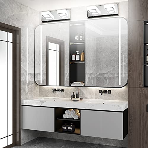 Image of Ralbay Modern LED Vanity Light 2 Light Acrylic Stainless Steel for Bathroom Vanity Lighting Fixtures Cool White 6000K