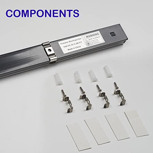 UV LED Black Light Bar, 10W USB 5ft Cable UV Light, 1ft Blacklight Bar for Body Painting Blacklights Tapestry Poster Glow Party Black Lights Strip for Cabinet, 2 Pack