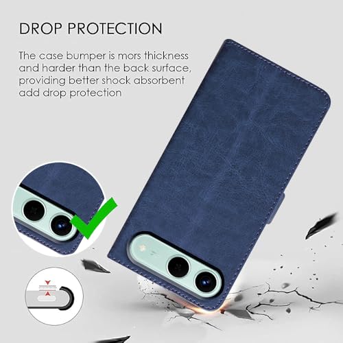 Image of Flip Cover Back Case for Tecno Spark Go 5G | Premium Leather Finish | Inbuilt Pockets & Stand | Flip Cover Back Case for Tecno Spark Go 5G (Blue)